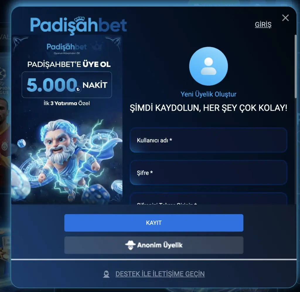 padişahbet üyelik açma aşamaları